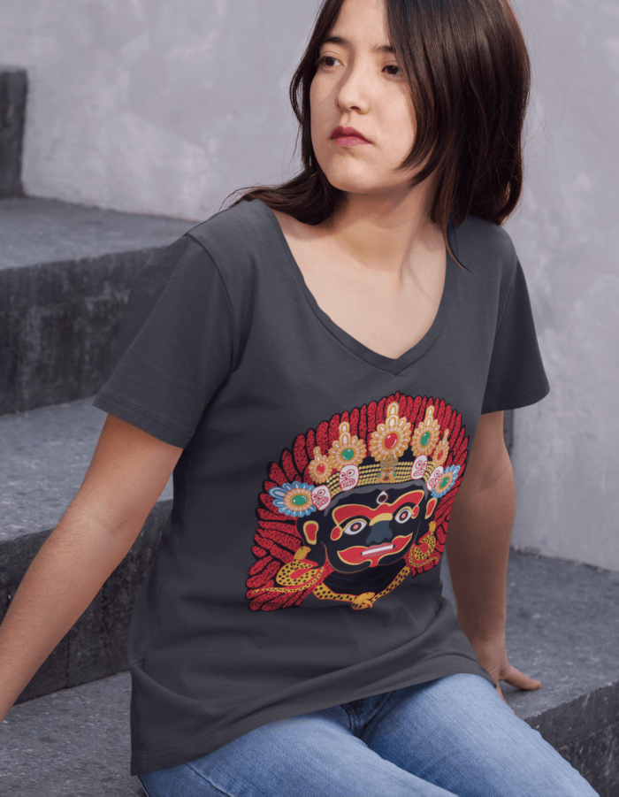 Kaal Bhairab- Women’s relaxed v-neck t-shirt - Image 4
