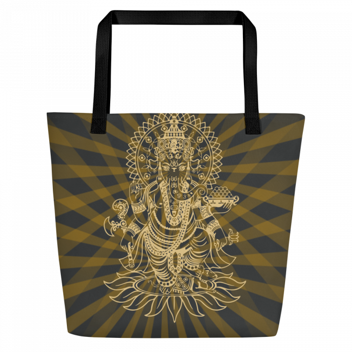 Ganesh- Gold Print- All-Over Print Large Tote Bag - Image 4