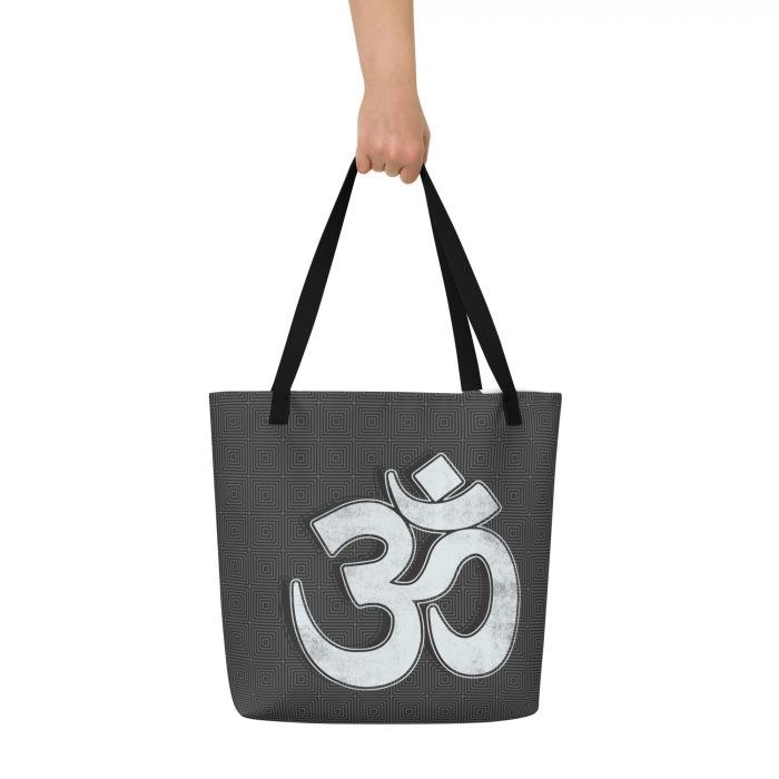 OM- White Print- All-Over Print Large Tote Bag - Image 3