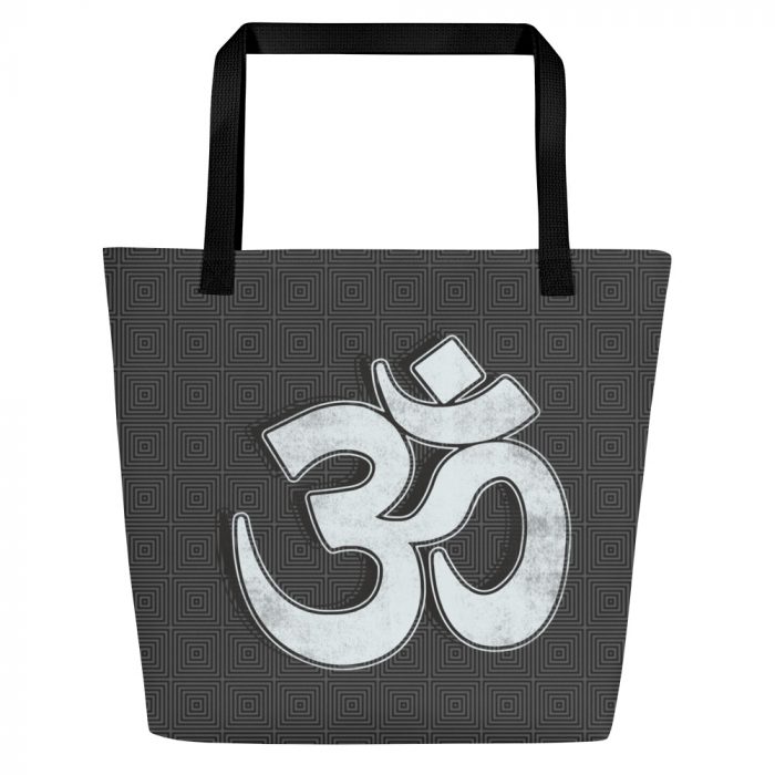 OM- White Print- All-Over Print Large Tote Bag - Image 5