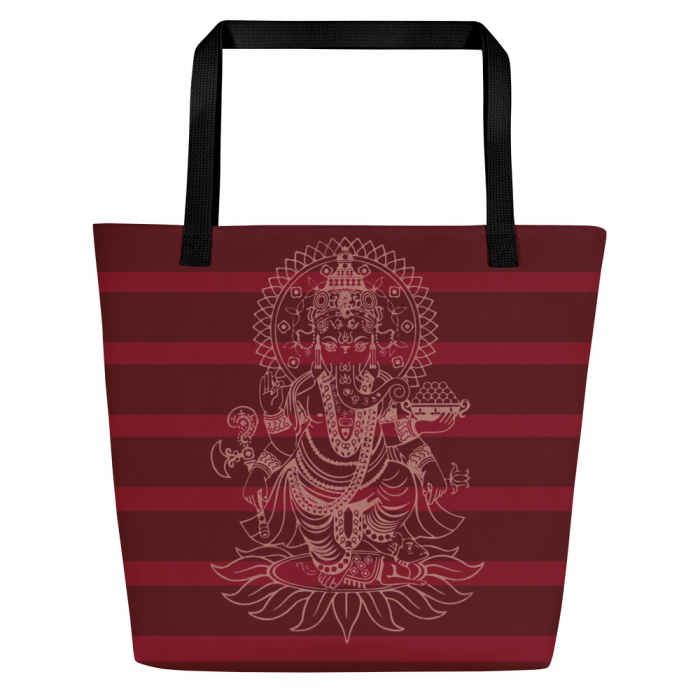 Ganesh- Red- All-Over Print Large Tote Bag - Image 5