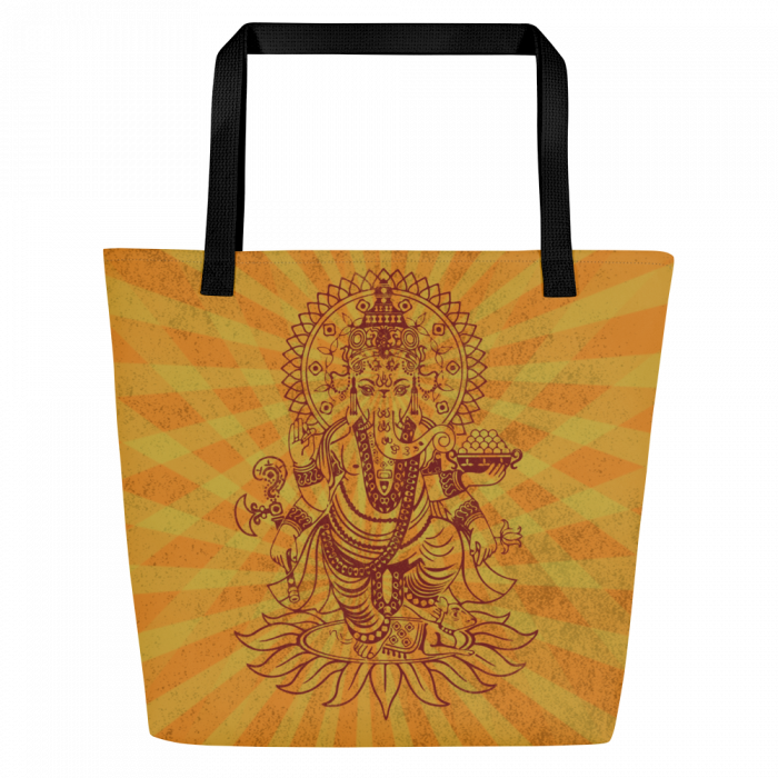 Ganesh- Yellow- All-Over Print Large Tote Bag - Image 6