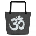 OM- White Print- All-Over Print Large Tote Bag