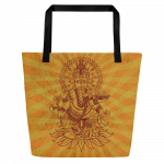 Ganesh- Yellow- All-Over Print Large Tote Bag