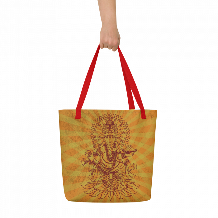 Ganesh- Yellow- All-Over Print Large Tote Bag - Image 5