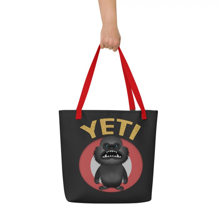 Wicked Yeti- Black- All-Over Print Large Tote Bag - Image 4