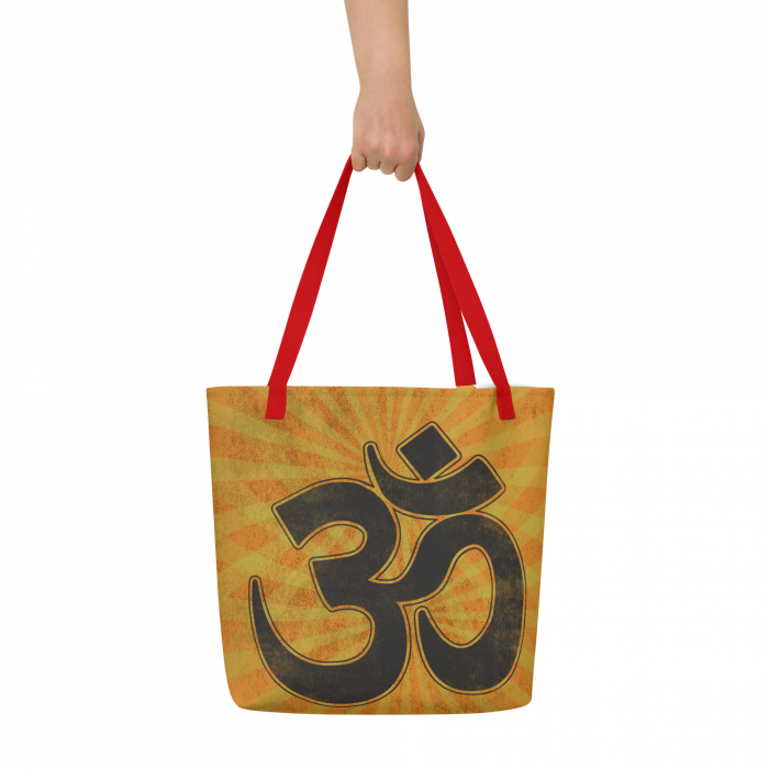 OM- Yellow Print- All-Over Print Large Tote Bag - Image 4