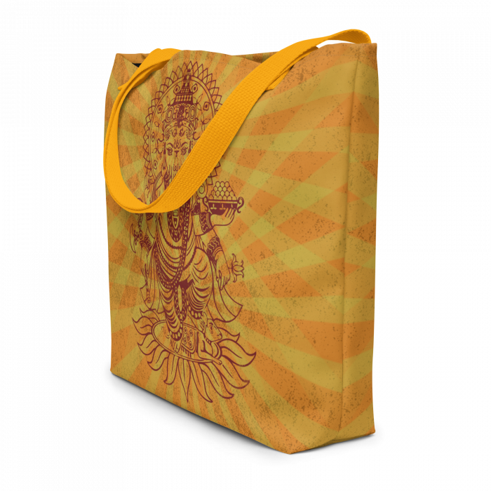 Ganesh- Yellow- All-Over Print Large Tote Bag - Image 3