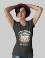 Be Hippie- Women’s Relaxed V-Neck T-Shirt - Image 4
