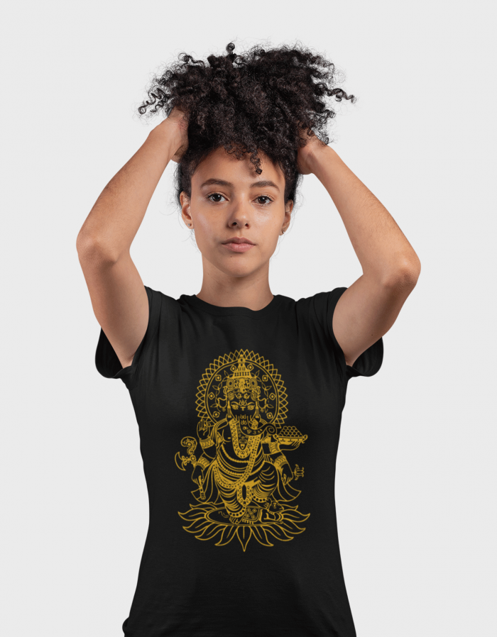 Ganesh- Yellow Print- Women's Relaxed T-Shirt - Image 3