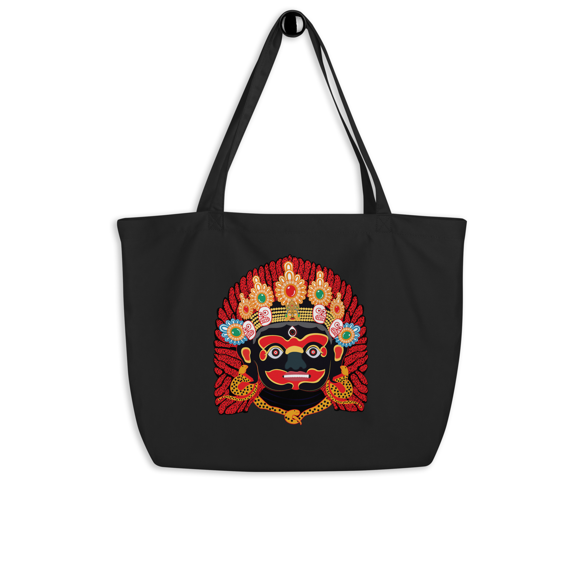 large-eco-tote-black-front-68c85ecd0d79b.png Kaal Bhairab- Large organic tote bag - Image 1