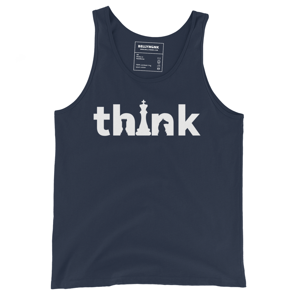 mens-staple-tank-top-navy-front-68c32da9c0c24.png Think- Tank Top - Image 1