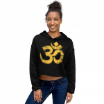 Om- Yellow Print- Women Crop Hoodie - Image 2
