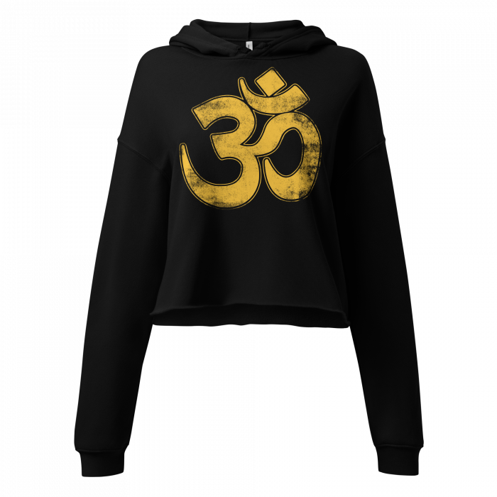 Om- Yellow Print- Women Crop Hoodie - Image 3