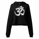 Om- White Print- Crop Hoodie