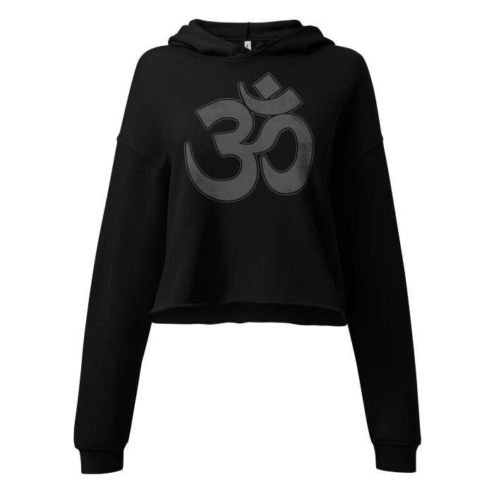 Om- Black Print- Crop Hoodie - Image 3