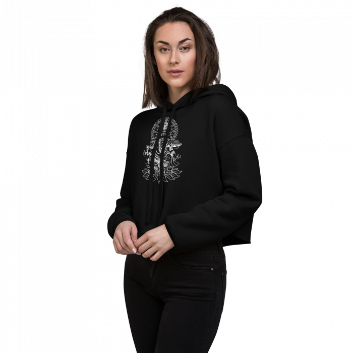 Ganesh- White Print- Crop Hoodie - Image 2