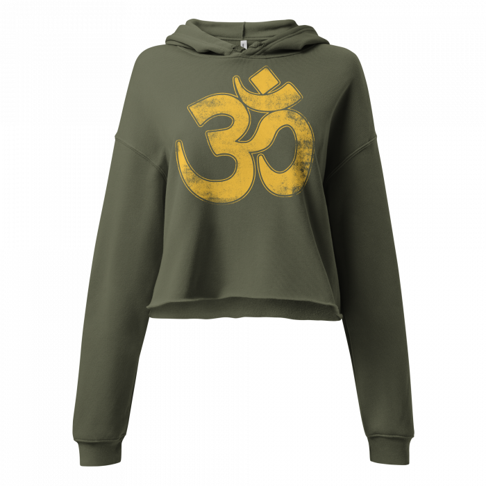 Om- Yellow Print- Women Crop Hoodie - Image 4