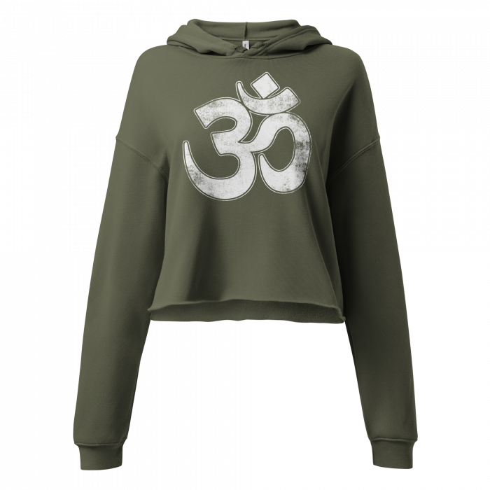 Om- White Print- Crop Hoodie - Image 2