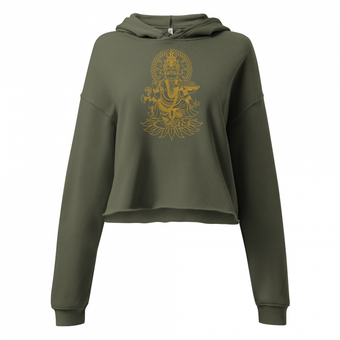 OM- Gold Print- Women Crop Hoodie - Image 2