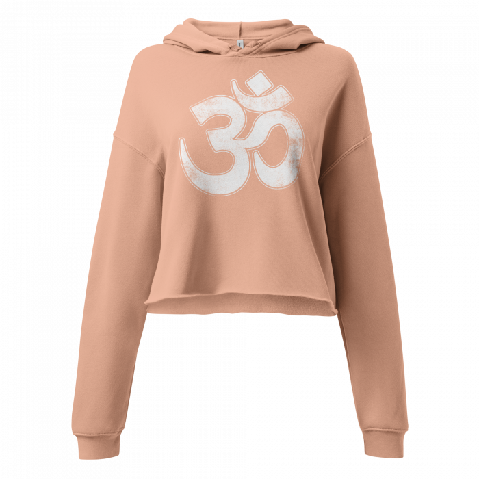 Om- White Print- Crop Hoodie - Image 4