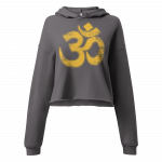 Om- Yellow Print- Women Crop Hoodie