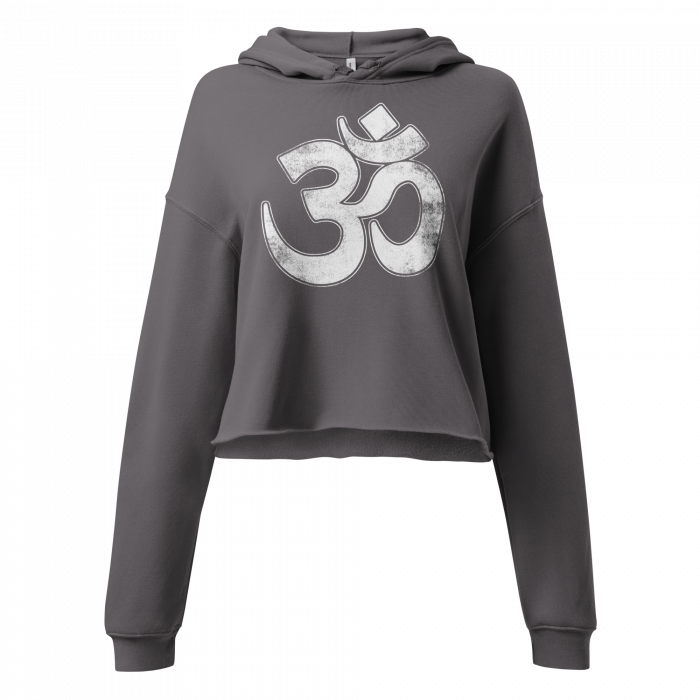 Om- White Print- Crop Hoodie - Image 3