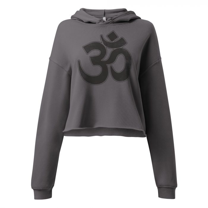 Om- Black Print- Crop Hoodie - Image 5