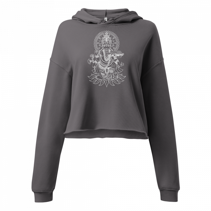 Ganesh- White Print- Crop Hoodie - Image 4