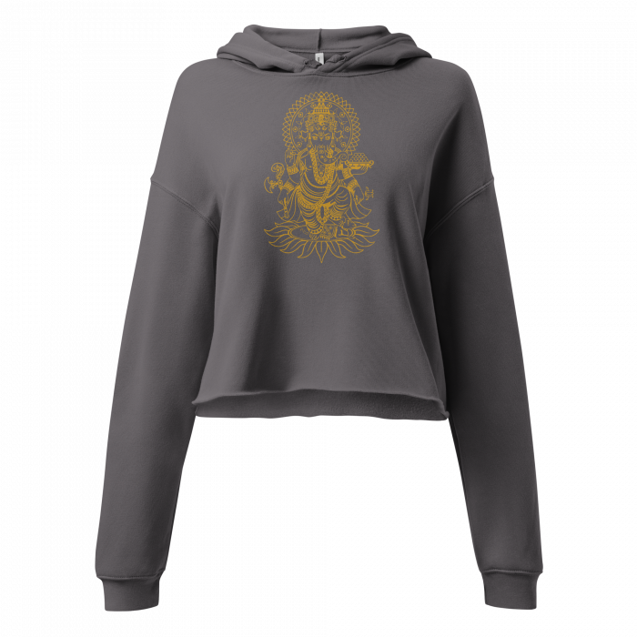 OM- Gold Print- Women Crop Hoodie - Image 3