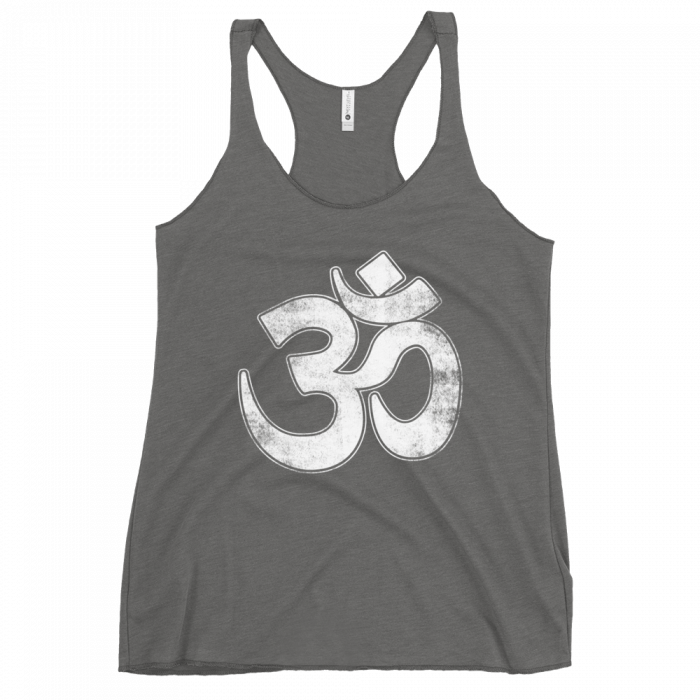 OM- White Print- Women's Racerback Tank - Image 6
