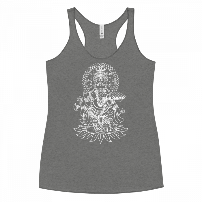 Ganesh- White Print- Women's Racerback Tank - Image 8