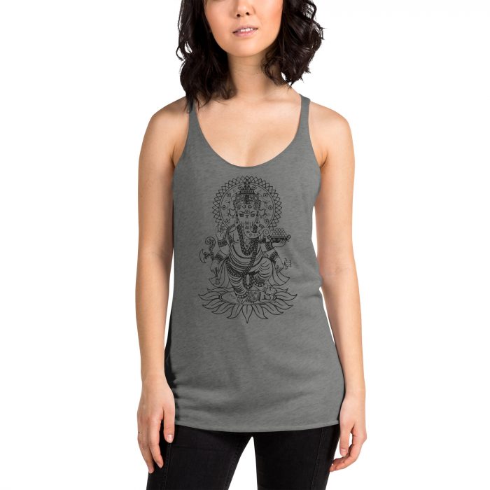 Ganesh- Black Print- Women's Racerback Tank - Image 5