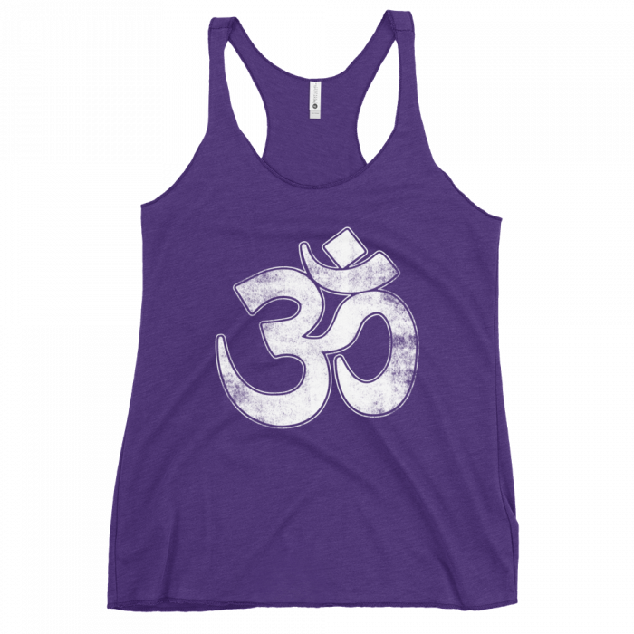 OM- White Print- Women's Racerback Tank - Image 3