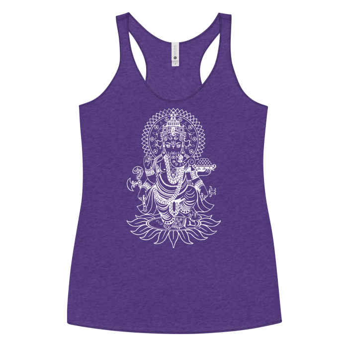 Ganesh- White Print- Women's Racerback Tank - Image 1