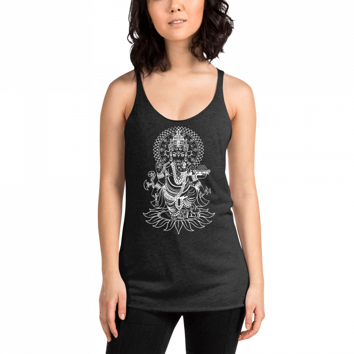Ganesh- White Print- Women's Racerback Tank - Image 2