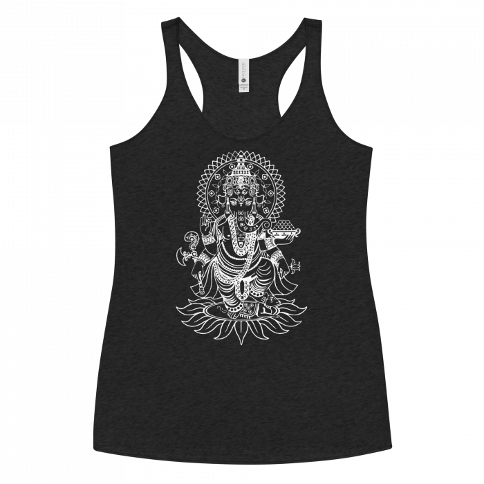 Ganesh- White Print- Women's Racerback Tank - Image 4