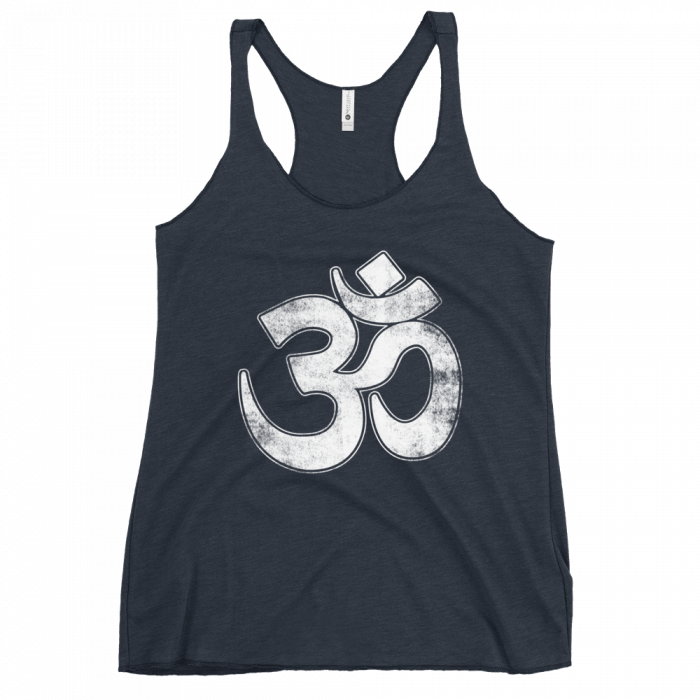 OM- White Print- Women's Racerback Tank - Image 2