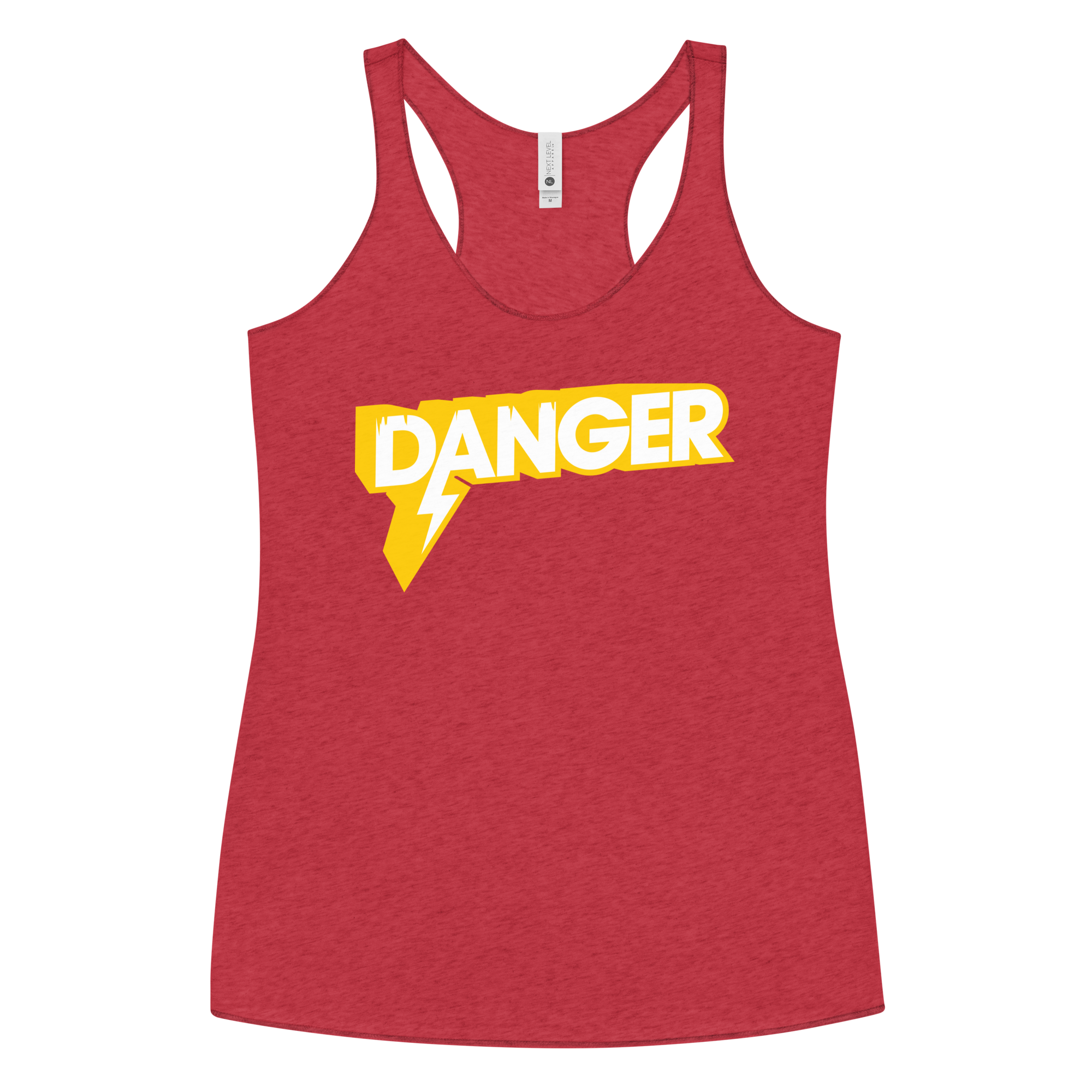 womens-racerback-tank-top-vintage-red-front-68c1e531b0eab.png Danger- Women's Racerback Tank - Image 1