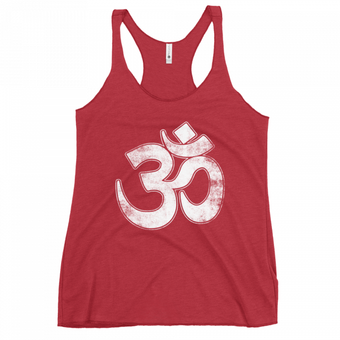 OM- White Print- Women's Racerback Tank - Image 4