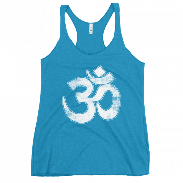 OM- White Print- Women's Racerback Tank - Image 7