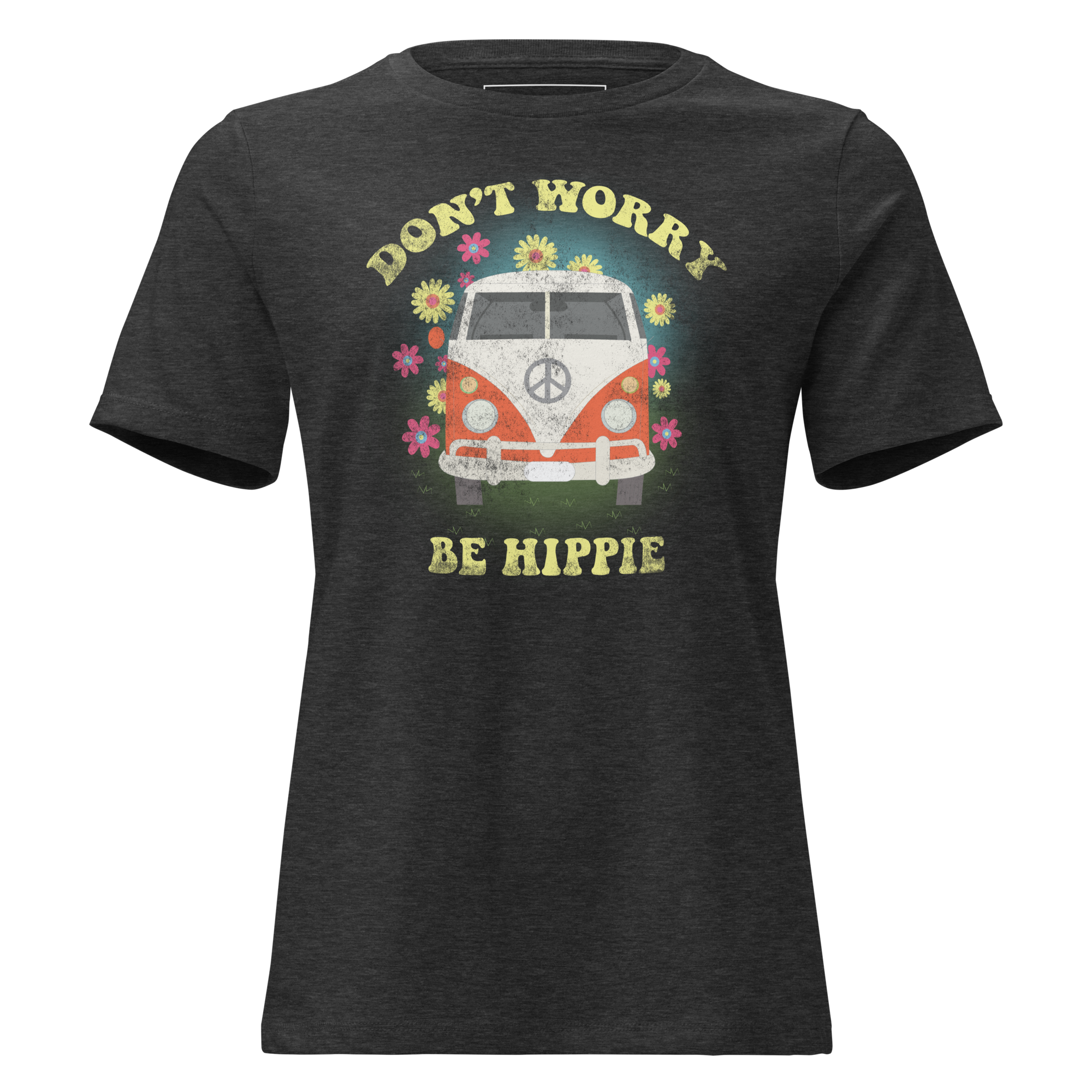 womens-relaxed-t-shirt-dark-grey-heather-front-68b78ff92a902.png Be Hippie- Women's Relaxed T-Shirt - Image 1