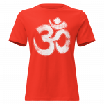 Om- White Print- Women's Relaxed T-Shirt