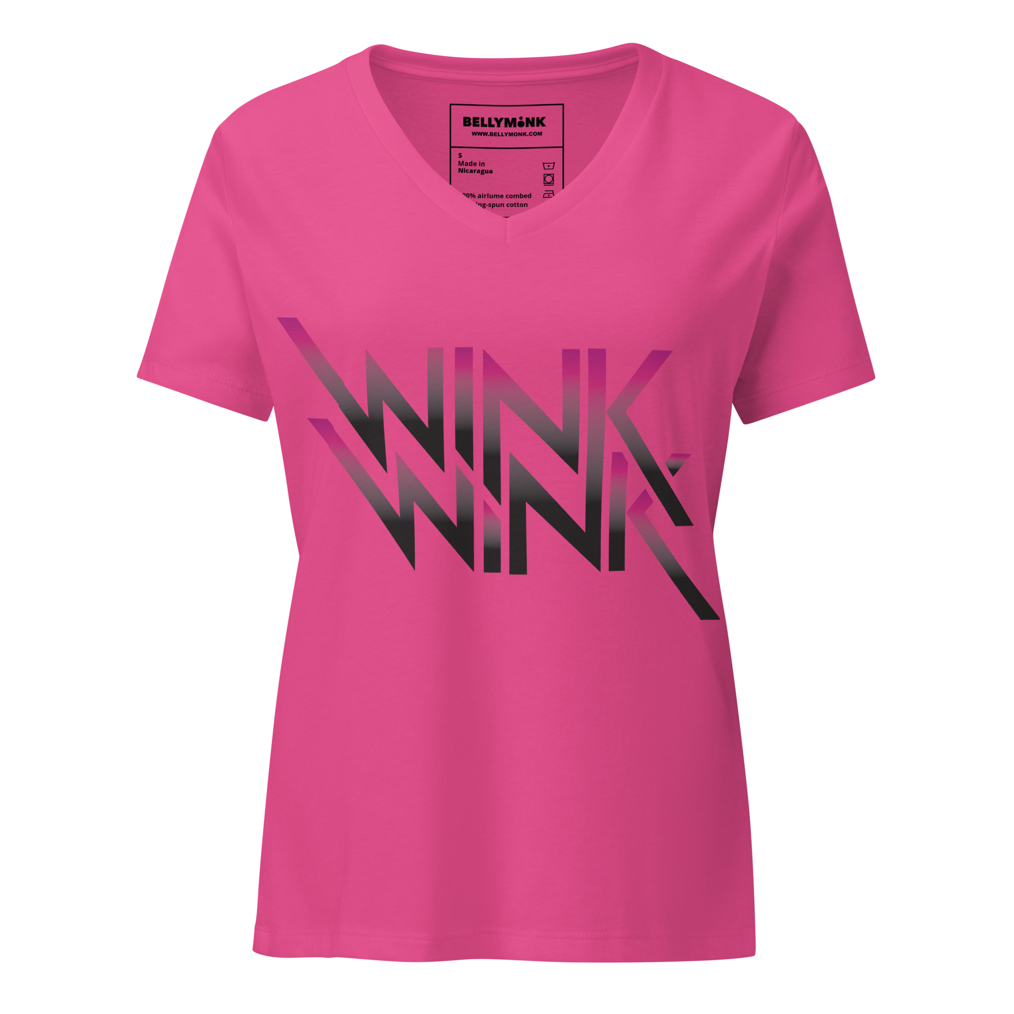 womens-relaxed-v-neck-t-shirt-berry-front-68c4235b351dc.png Wink Wink- Women’s relaxed v-neck t-shirt - Image 1