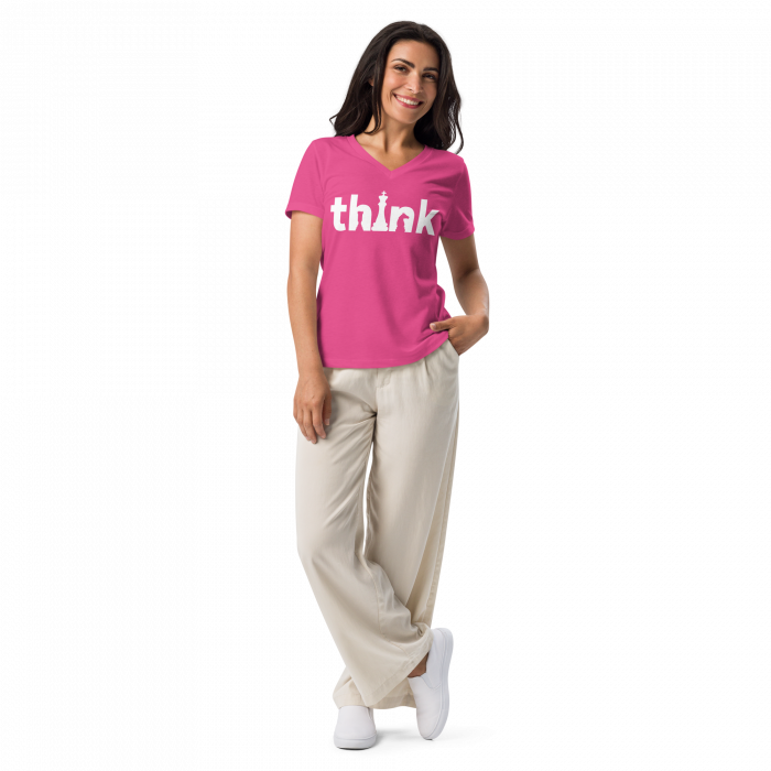 Think- Women’s relaxed v-neck t-shirt - Image 2