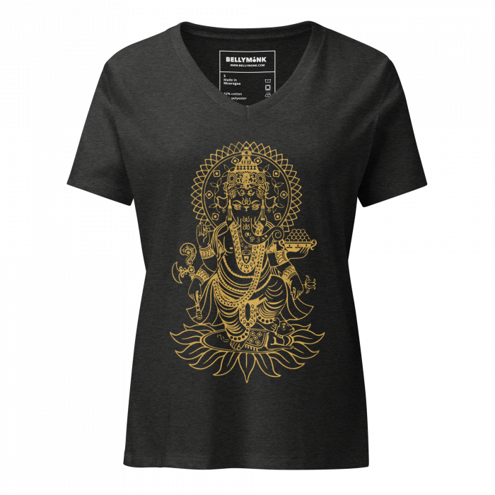 Ganesh- Gold Print- Women’s relaxed v-neck t-shirt - Image 4