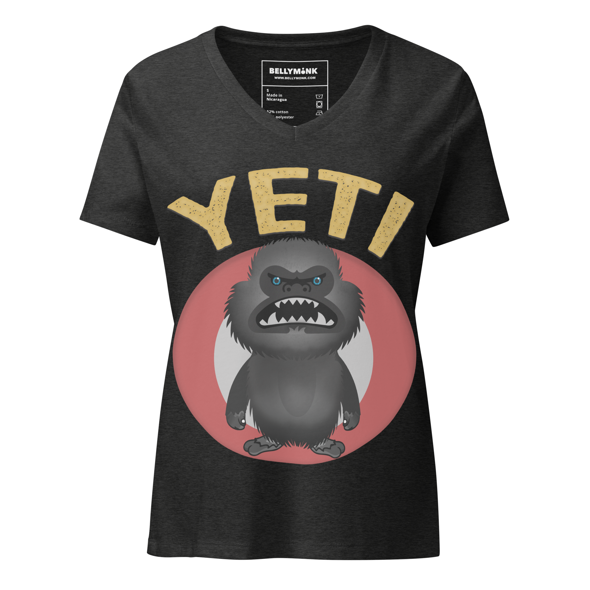 womens-relaxed-v-neck-t-shirt-dark-grey-heather-front-68c84cc2b6da6.png Wicked Yeti- Women’s relaxed v-neck t-shirt - Image 1