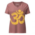 Om- Gold Print- Women’s relaxed v-neck t-shirt - Image 7