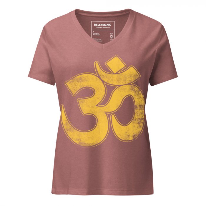 Om- Gold Print- Women’s relaxed v-neck t-shirt - Image 7