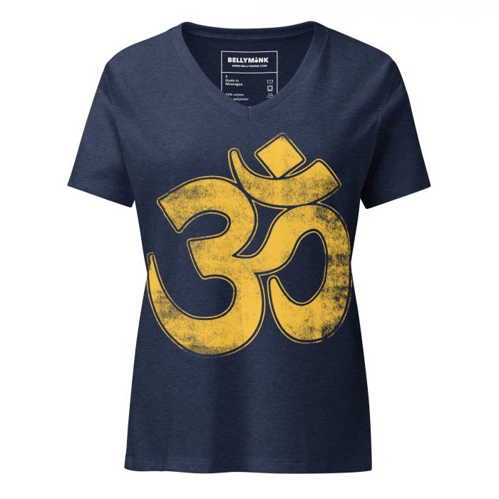 Om- Gold Print- Women’s relaxed v-neck t-shirt - Image 3